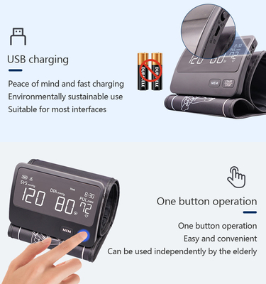 IP21 Màn hình đo huyết áp y tế tại nhà điện tử 2 * 60 ghi Kiểu cánh tay